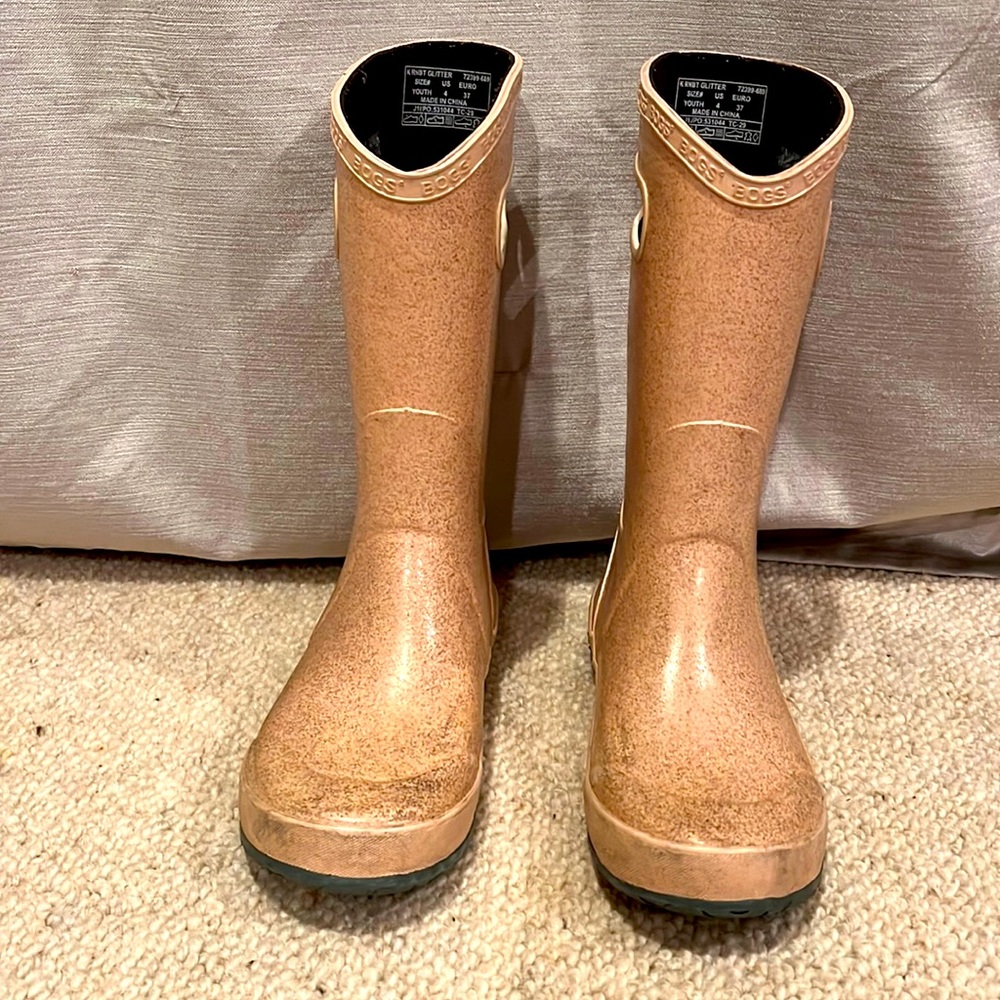 Girls Pink Sparkle rain boots